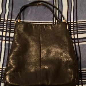 Black leather coach purse